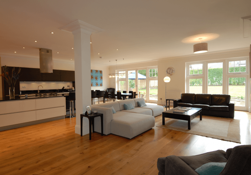 Open-plan living and kitchen space